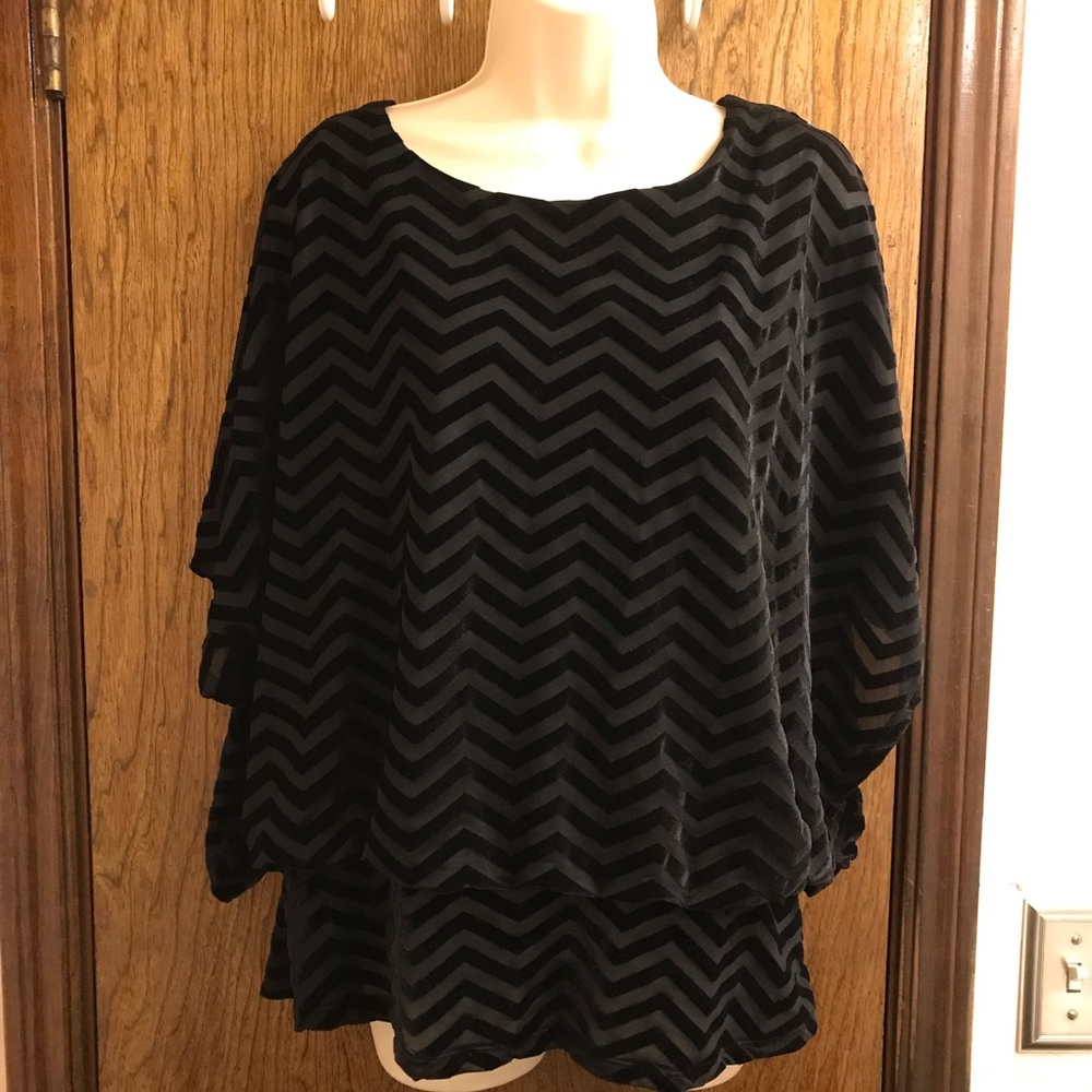 Style & co Black  Velvet Blouse Size L